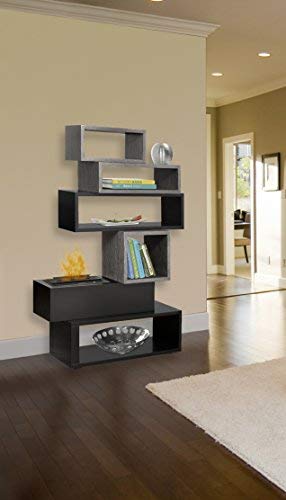 DIMPLEX MIMICO Bookcase Mantel with Opti-MYST Flame, Black & RIFT Grey Finish