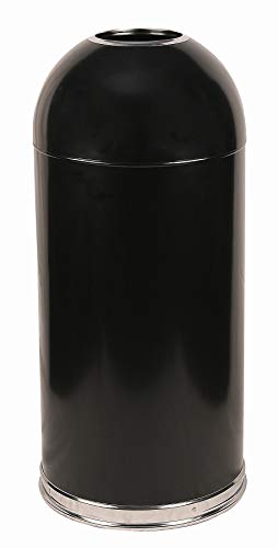 Witt Industries 415DTBK Steel 15-Gallon Standard Open Top Indoor Waste Receptacle with Galvanized Liner, Round, 15" Diameter x 35" Height, Black
