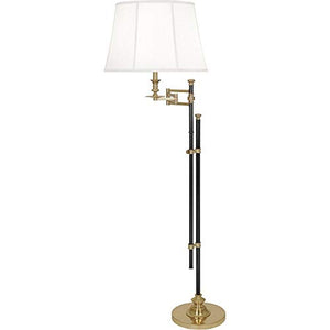 Robert Abbey 431 Williamsburg Lewis - 59" One Light Floor Lamp, Modern Brass/Deep Patina Bronze Finish with White Silk Shade