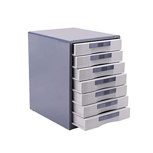 BIZOLE Desktop Storage Box with Drawers - 7-Layer Lockable Aluminum Alloy Flat File Cabinet