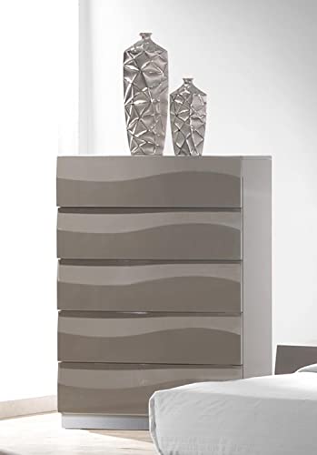 Chintaly Furniture Gloss Gray 5 Drawer Chest