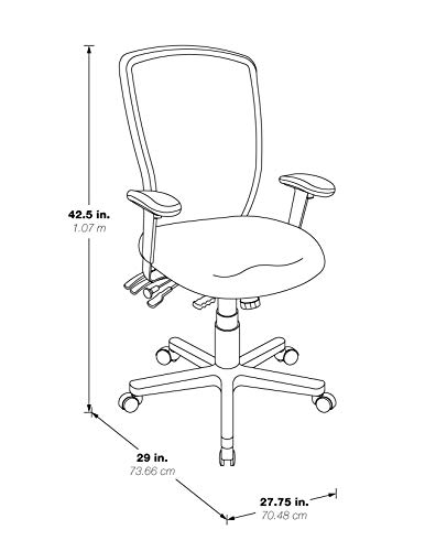 Office Star ProGrid High Back Managers Chair with Adjustable Arms, Multi-Function and Seat Slider (Black)