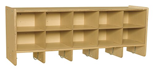 Childcraft 1526403 ABC Furnishings 10-Cubby Wall Coat Locker, 17.75" Height, 13" Width, 48" Length, Natural Wood
