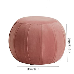 KOHARA Modern Round Lamb Velvet Footstool with Elastic Sponge Filling - Green