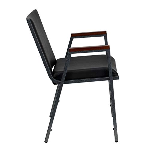 Flash Furniture 4 Pack HERCULES Series Black Vinyl Stack Chair with Arms