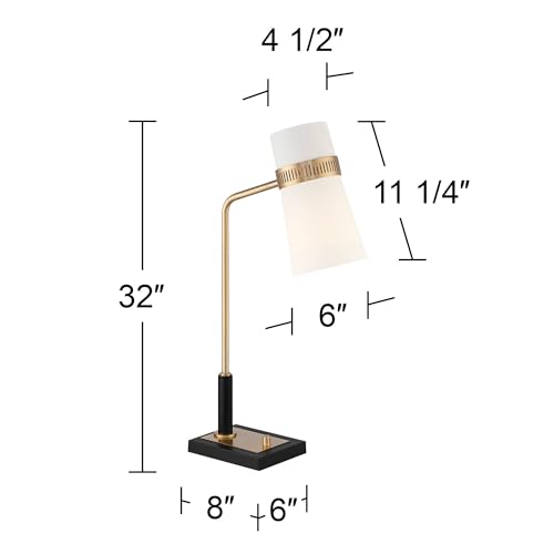Possini Euro Design Brass Black USB Desk Lamps Set of 2