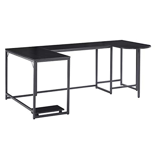Merax U-Shaped Computer, Industrial Corner Writing CPU Stand, Gaming Table Workstation Home Office Desk, 78.7" L x 47" W x 30.1" H, Black