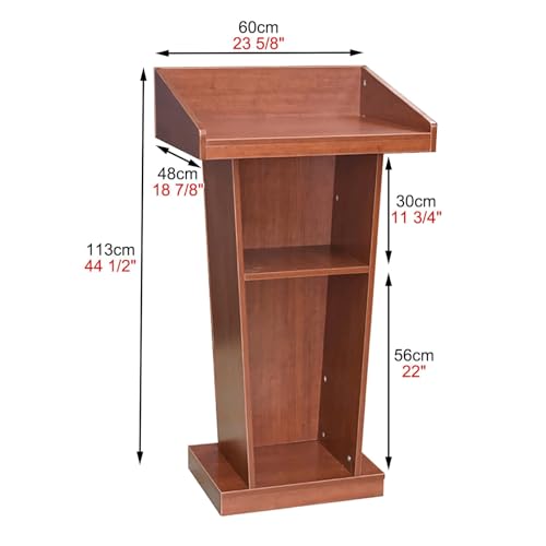 WooDeY Lectern Podium Stand with Open Storage - 60cmx113cm