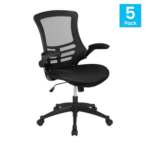 Flash Furniture Kelista Mid-Back Swivel Ergonomic Task Office Chair Set of 5 - Black Mesh