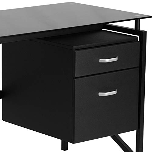 Flash Furniture Black Glass 2 Drawer Desk