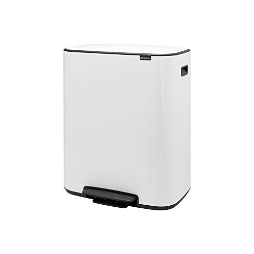 Brabantia Bo Large Step On Trash Can, White,211300