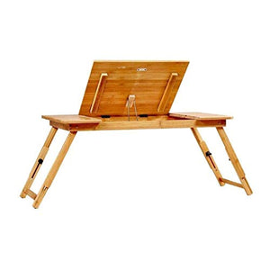 SFFZY Notebook Computer Desk, Adjustable Portable Computer Desk, Bamboo Foldable with Tilt Type