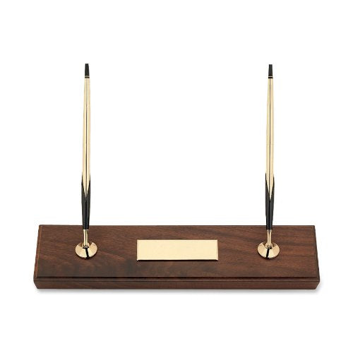 Cross Hand-Rubbed Walnut Base Double Desk Set with 10KT Gold-Filled (Rolled Gold) Ballpoint Pen & 0.7mm Pencil