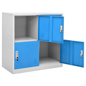 vidaXL Steel Locker Cabinet Set 5 pcs in Light Gray/Blue - School/Office Lockers, Storage Organizer w/Locks 35.4"x17.7"x36.4