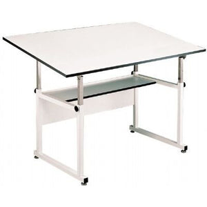 Alvin WM72-3-XB Workmaster Table with Black Steel Base and White Melamine Table Top 37.5" x 72" Inches, Height Adjusts from 29" to 46" in Horizontal Position, Angle Adjusts from Horizontal 0° to 40°