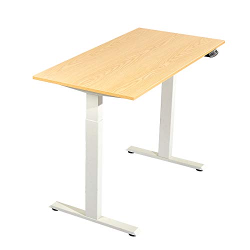 Electric Standing Desk Height Adjustable Dual Motor Sit to Stand Desk Ergonomic Stand up Desk Base Workstation (White Frame+48" x 24" Wood Color Top)