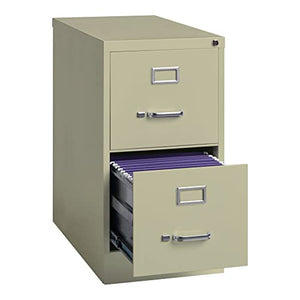 Hirsh Industries 2 Drawer Metal File Cabinet (6 Cabinets) 25" Deep Commercial Grade Vertical Storage with Lock - Putty