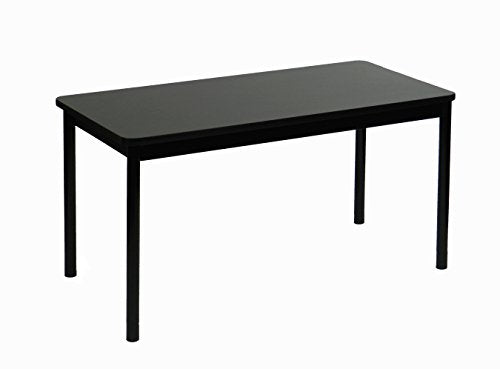 Correll 36"x72" Office & Utility Work Table, Black Granite Laminate, Black Frame