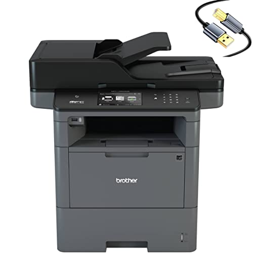 Brother MFC-L6800DWB All-in-One Wireless NFC Monochrome Laser Printer Office - Print Copy Scan Fax - 48 ppm, 4.85" Touchscreen LCD, 512MB RAM, Auto Duplex Printing, 80-Sheet ADF, Tillsiy Printer Cable