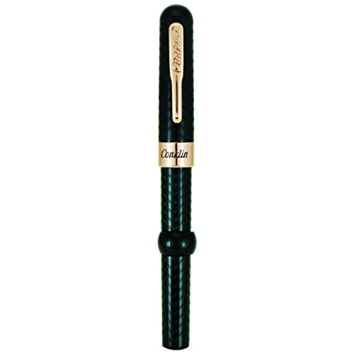 Conklin Mark Twain Crescent Fountain Pen, Black Chased with Rose Gold Trim, Medium Nib (CK71138)