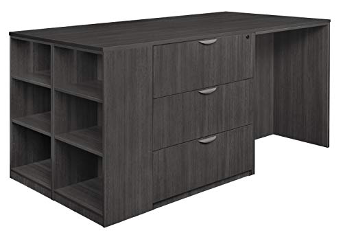 Regency Legacy Stand Up Storage Set with Three Lateral Files, Desk, and Bookcase Ends, 85" x 46", Ash Grey by Regency