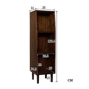 BinOxy 3-Tier Record Storage Shelf - Solid Wood Floor Standing CD Cabinet