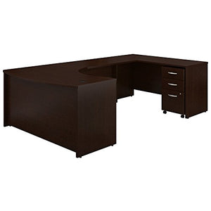 Bush Business Furniture Series C 60W Right Handed Bow Front U Shaped Desk with Mobile File Cabinet in Mocha Cherry