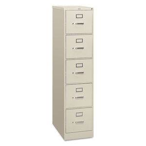 HON 310 Series Vertical File Cabinet with Lock - 5 File Drawers - Letter Size - Light Gray