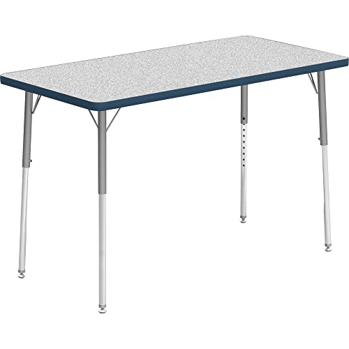 Lorell Classroom Rectangular Activity Tabletop Table Top, Gray Nebula,High Pressure Laminate (HPL),Navy