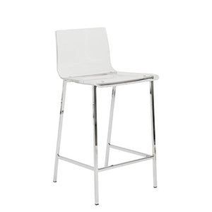 Euro Style Chloe Clear Acrylic Counter  Height Stool with Chromed Base, Set of 2
