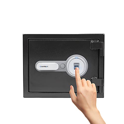 BARSKA AX13498 Biometric Fireproof Safe 0.75 Cu Ft Black Texture with Long Locking Bolts, Small