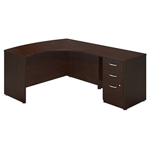 Bush Business Furniture Series C Elite 60W x 43D Right Hand L Desk with Return and 3 Drawer Pedestal in Mocha Cherry