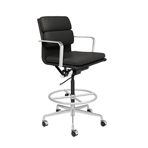 Laura Davidson Furniture SOHO II Padded Drafting Chair - Ergonomic Design, Commercial Grade, Faux Leather, Black