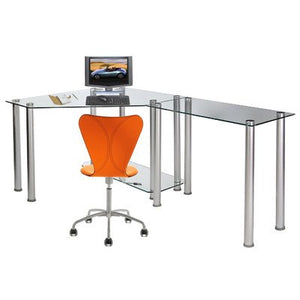 Corner Computer Desk with Glass Top Work Center Arm