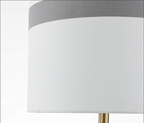 European Modern Art Bedside Lamp, Fabric Lampshade, Creative Hardware Base Bedroom Lamp for Living Room Study Office Home Decoration Club, E27, Push Button Switch