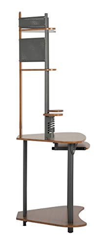 Calico Designs Arch Tower Corner Computer Tower Multipurpose Home Office Computer Writing Desk - Pewter / Teak,
