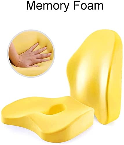 SMSOM Memory Foam Seat Cushion and Lumbar Back Support Pillow - Blue