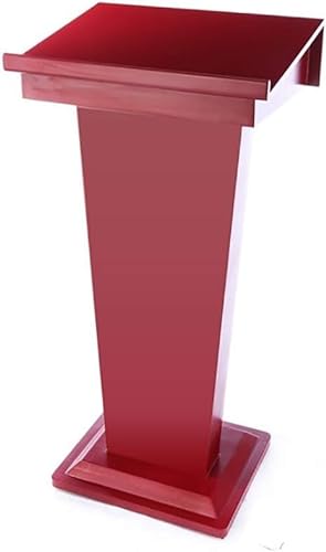 SMuCkS Wood Lectern Podium 118cm Curved Floor Standing (Red/White, 118x58x45cm)