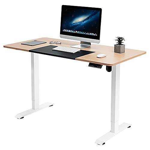 RELAX4LIFE Electric Height Adjustable Standing Desk Lifting Gaming Table Workstation W/Mouse Pad, 4 Programmable Presets Controller, Home Office Memory Stand Up Desk(55” x 28”, Natural+Black)