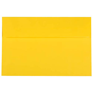 JAM PAPER A9 Colored Invitation Envelopes with Peel & Seal Closure - 5 3/4 x 8 3/4 - Yellow Recycled - Bulk 1000/Carton