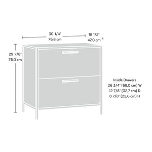 Sauder Boulevard Cafe 2-Drawer Lateral File Cabinet, White Finish, L: 30.24" x W: 18.5" x H: 29.92