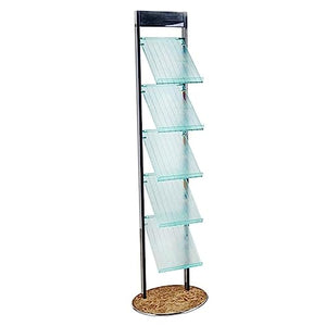 SAAKO Metal Bookshelf 5 Tiers - Standing Bookcase & Magazine Display Rack