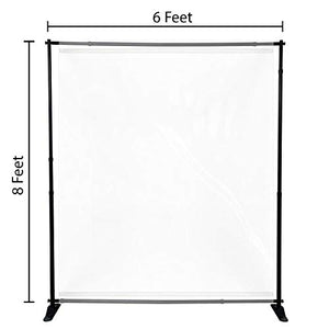 BannerBuzz Floor Standing Sneeze Guard-Full Tarp with Adjustable Banner Stand Isolation Barrier-Clear Film Protective Shield for Cafes,Retail Store,Cashier,Reception (6X8 Ft)