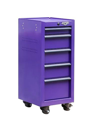 Viper Tool Storage 16-Inch 5-Drawer Rolling Steel Cart, Purple