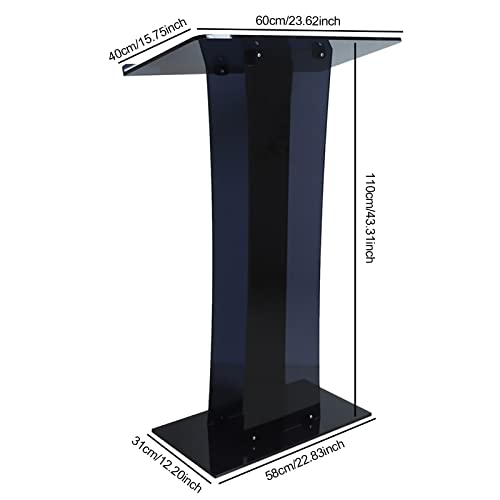 CNCEST Acrylic Podium Stand Church Pulpit Lectern School Board (Black)