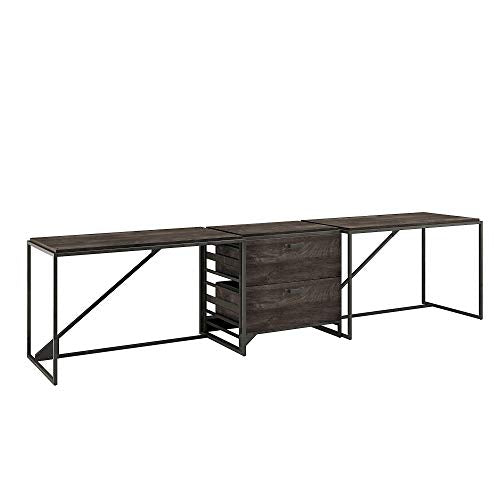Bush Furniture Refinery 2 Person Workstation, Dark Gray Hickory