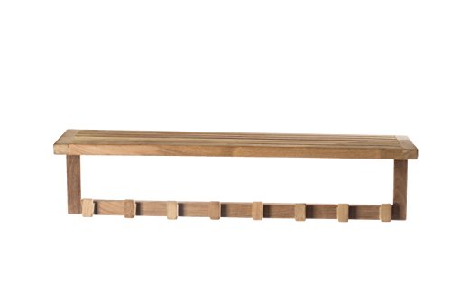 Arb Teak & Specialties ACC589 Wall Shelf with Eight Hooks