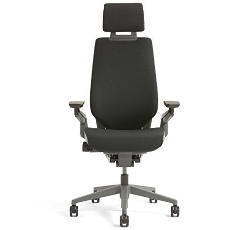 Steelcase Gesture Office Desk Chair with Headrest Cogent Connect Graphite Fabric Standard Black Frame Hard Floor Caster Wheels Hard Floor Caster Wheels