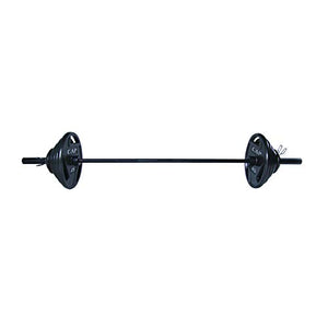 WF Athletic Supply 300 LB Cast Iron Olympic Weight Set with 7’ Olympic Bar for Muscle Toning, Strength Building, Weight Loss - Multiple Choices Available (c. Black Grip Plate Set)