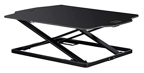 Monoprice Ultra Slim Sit-Stand Riser Desk Converter - Black (31.3 x 21.3in) Table Top for Single Display, Height Adjustable 1.2"-15.7" - Workstream Collection